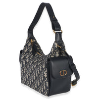 Christian Dior Blue Oblique Jacquard Calfskin Medium D Dream Hobo Handbag sv