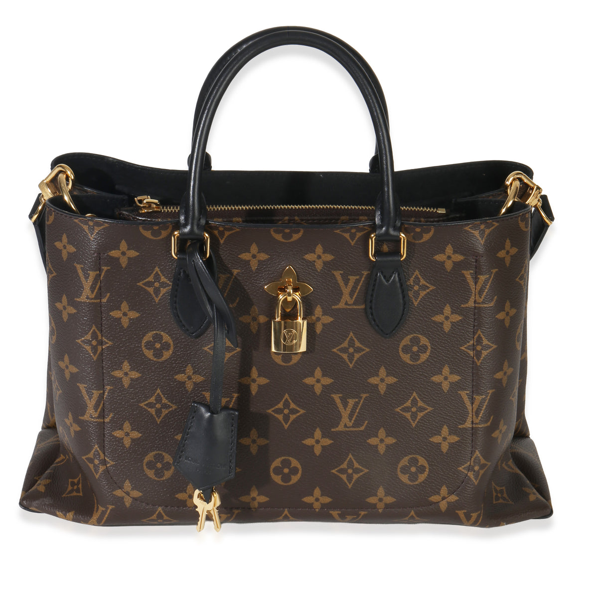 Louis Vuitton Black Monogram Canvas Flower Tote Handbag id