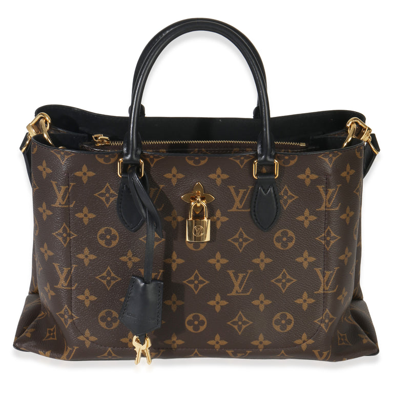 Louis Vuitton Black Monogram Canvas Flower Tote Handbag id