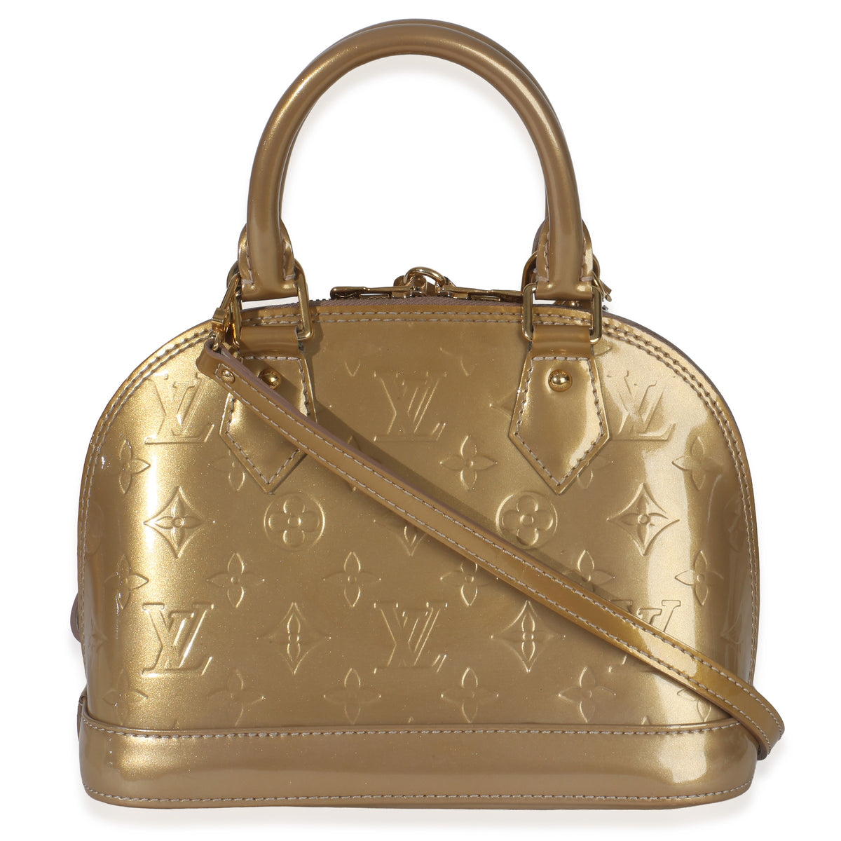 Louis Vuitton Beige Poudre Monogram Vernis Alma BB Handbag bv
