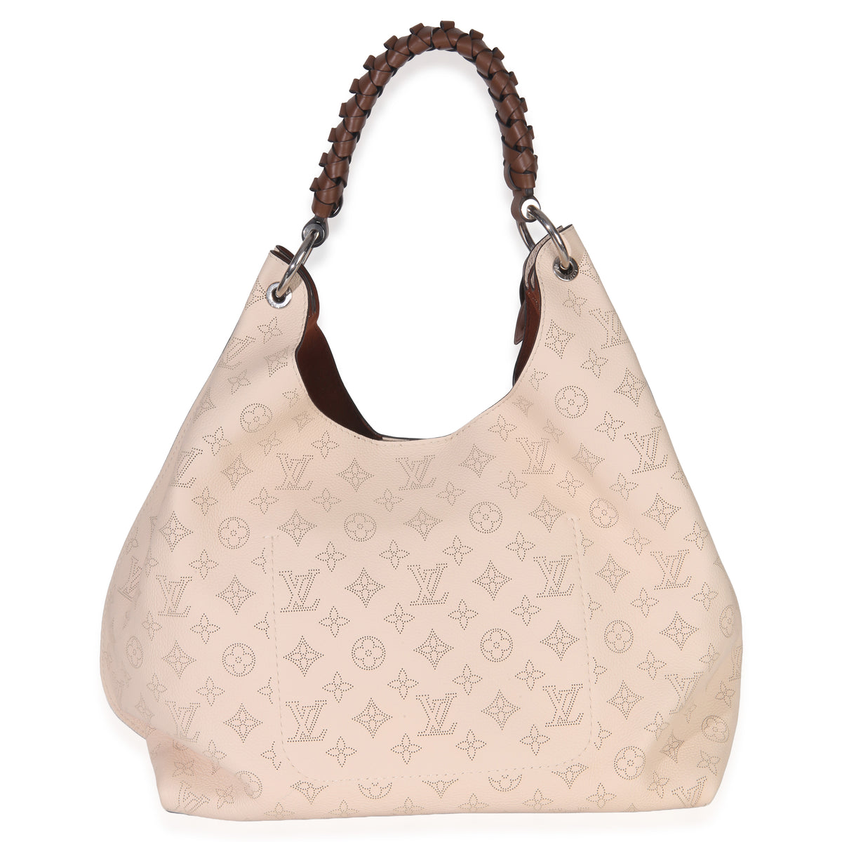 Louis Vuitton Creme Monogram Mahina Carmel Hobo Handbag bv