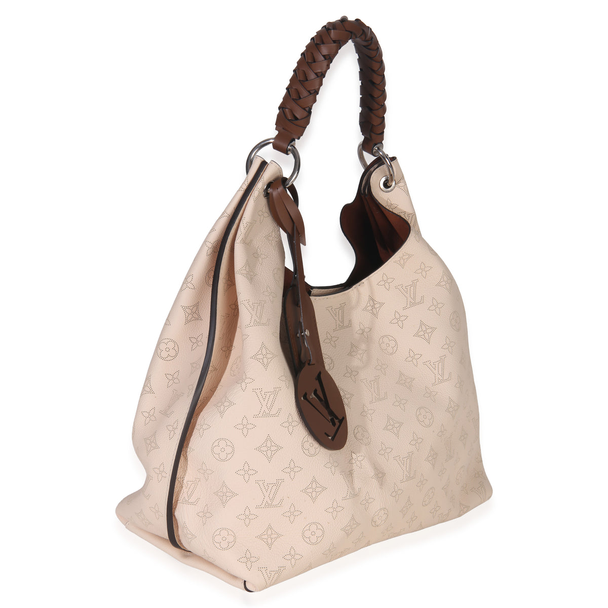 Louis Vuitton Creme Monogram Mahina Carmel Hobo Handbag pv