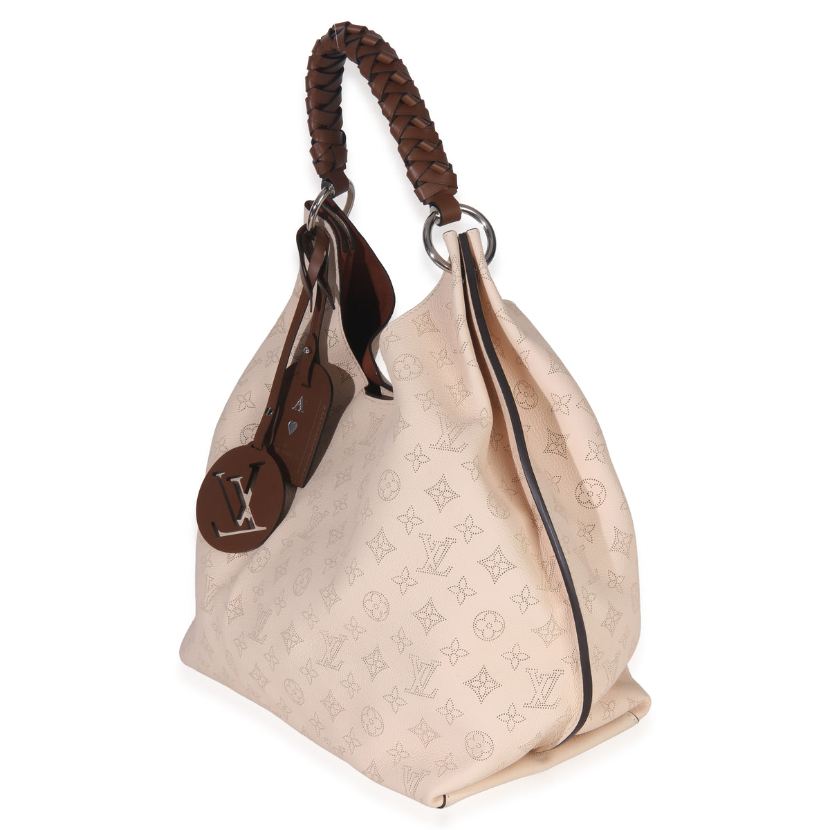 Louis Vuitton Creme Monogram Mahina Carmel Hobo Handbag sv
