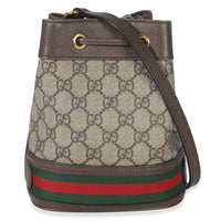 Gucci Beige GG Supreme Canvas Ophidia Mini Bucket Bag Handbag bv