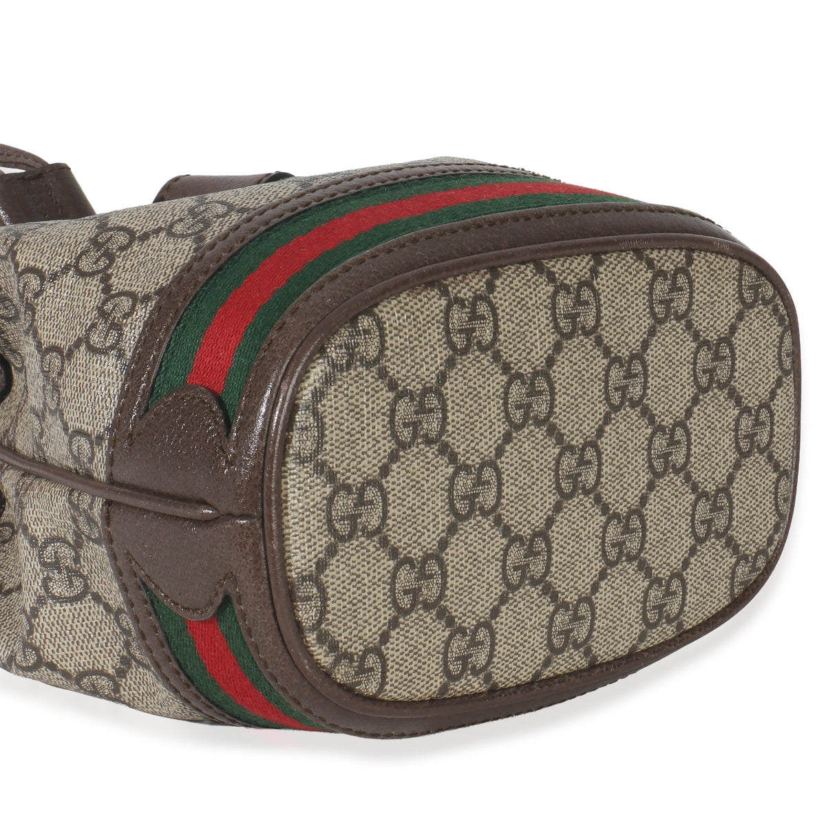 Gucci Beige GG Supreme Canvas Ophidia Mini Bucket Bag Handbag clasp