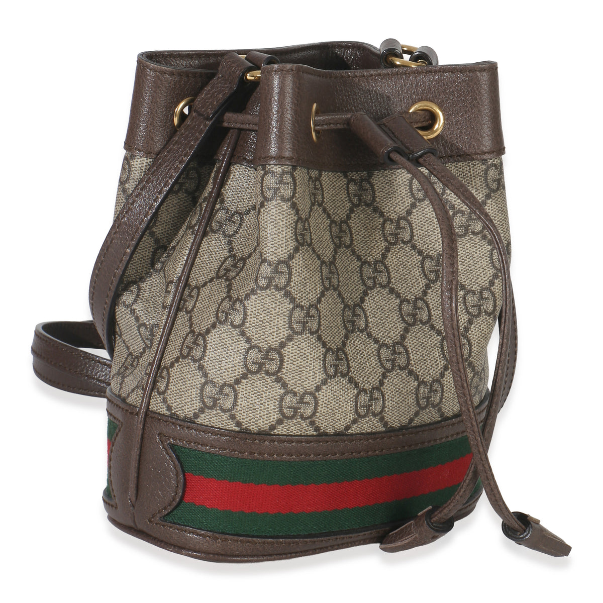 Gucci Beige GG Supreme Canvas Ophidia Mini Bucket Bag Handbag pv