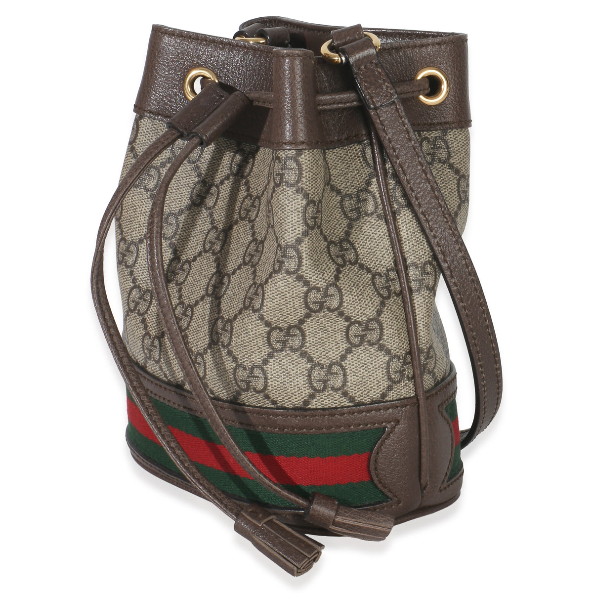Gucci Beige GG Supreme Canvas Ophidia Mini Bucket Bag Handbag sv
