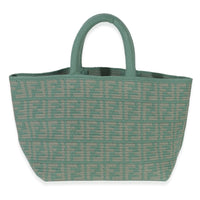 Fendi Green Crochet Cashmere Zucca FF Large Tote Handbag id