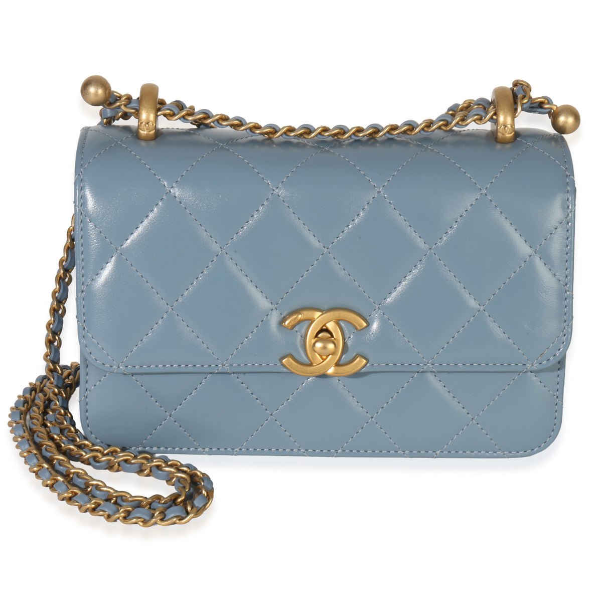 Chanel Blue Quilted Calfskin Mini Perfect Fit Flap Bag Handbag fv