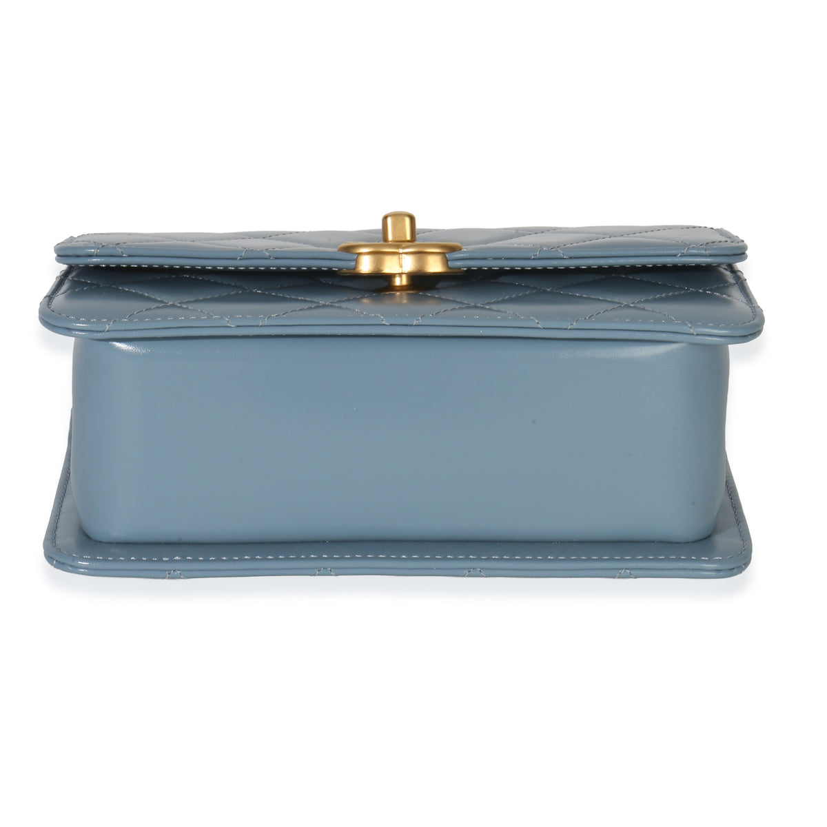 Chanel Blue Quilted Calfskin Mini Perfect Fit Flap Bag Handbag stamp