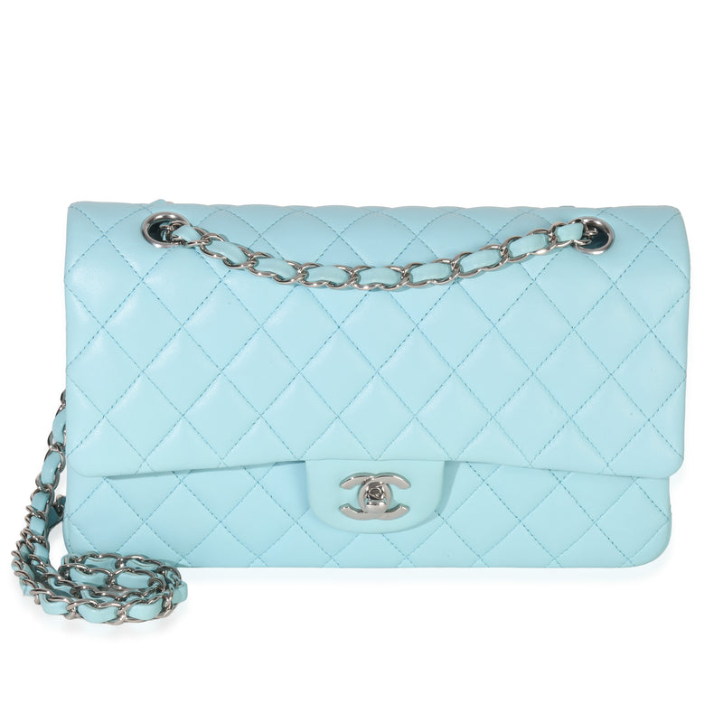 Chanel Blue Quilted Lambskin Medium Classic Double Flap Bag Handbag id