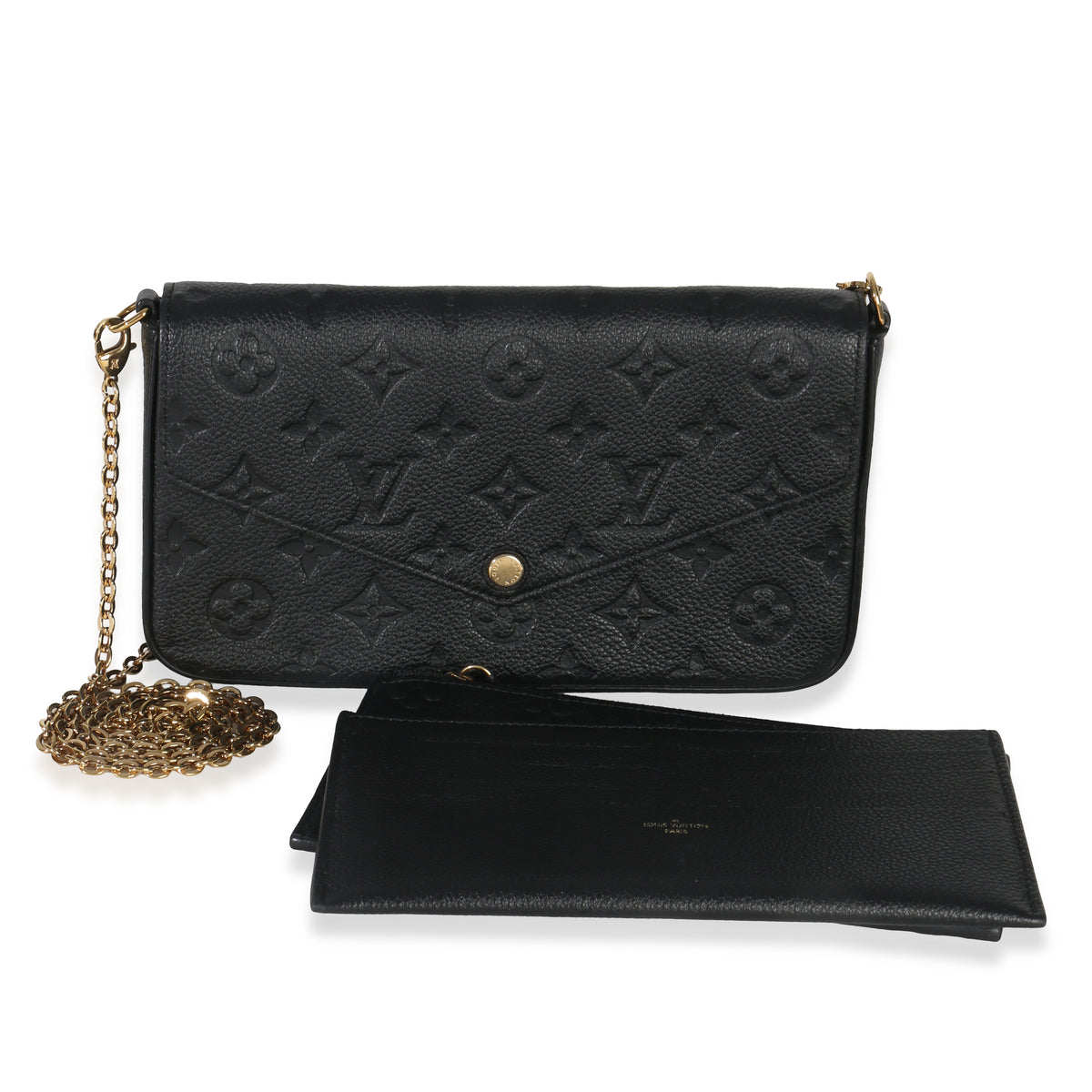 Louis Vuitton Black Monogram Empreinte Felicie Pochette Handbag fv