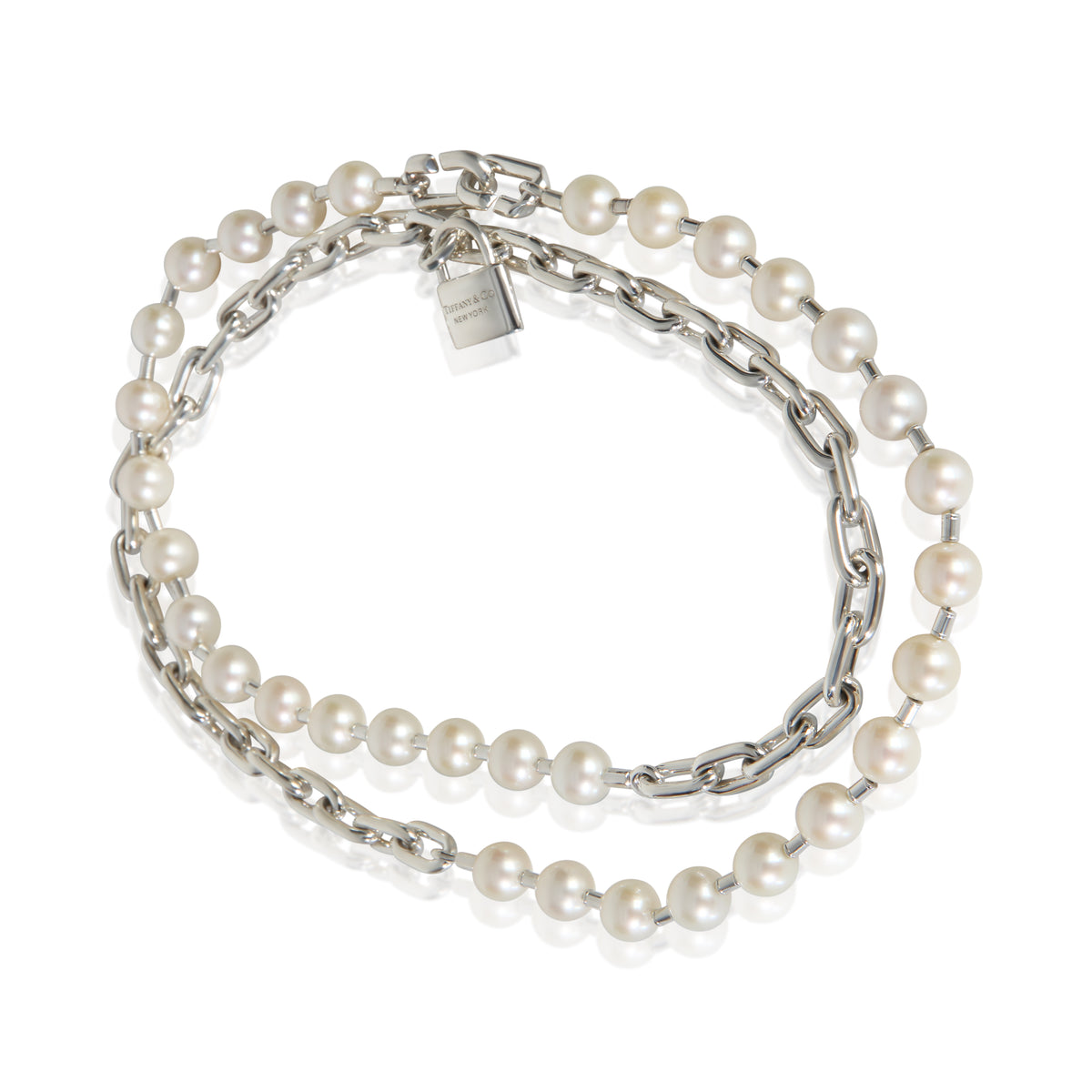 Tiffany & Co. Sterling Silver Pearl HardWear Wrap Necklace pv