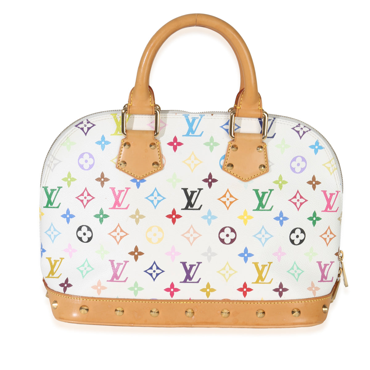 Louis Vuitton x Murakami White Multicolor Monogram Canvas Alma Handbag stamp