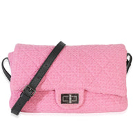 Chanel Pink Easy Tweed Jumbo Reissue Messenger Flap Handbag fv