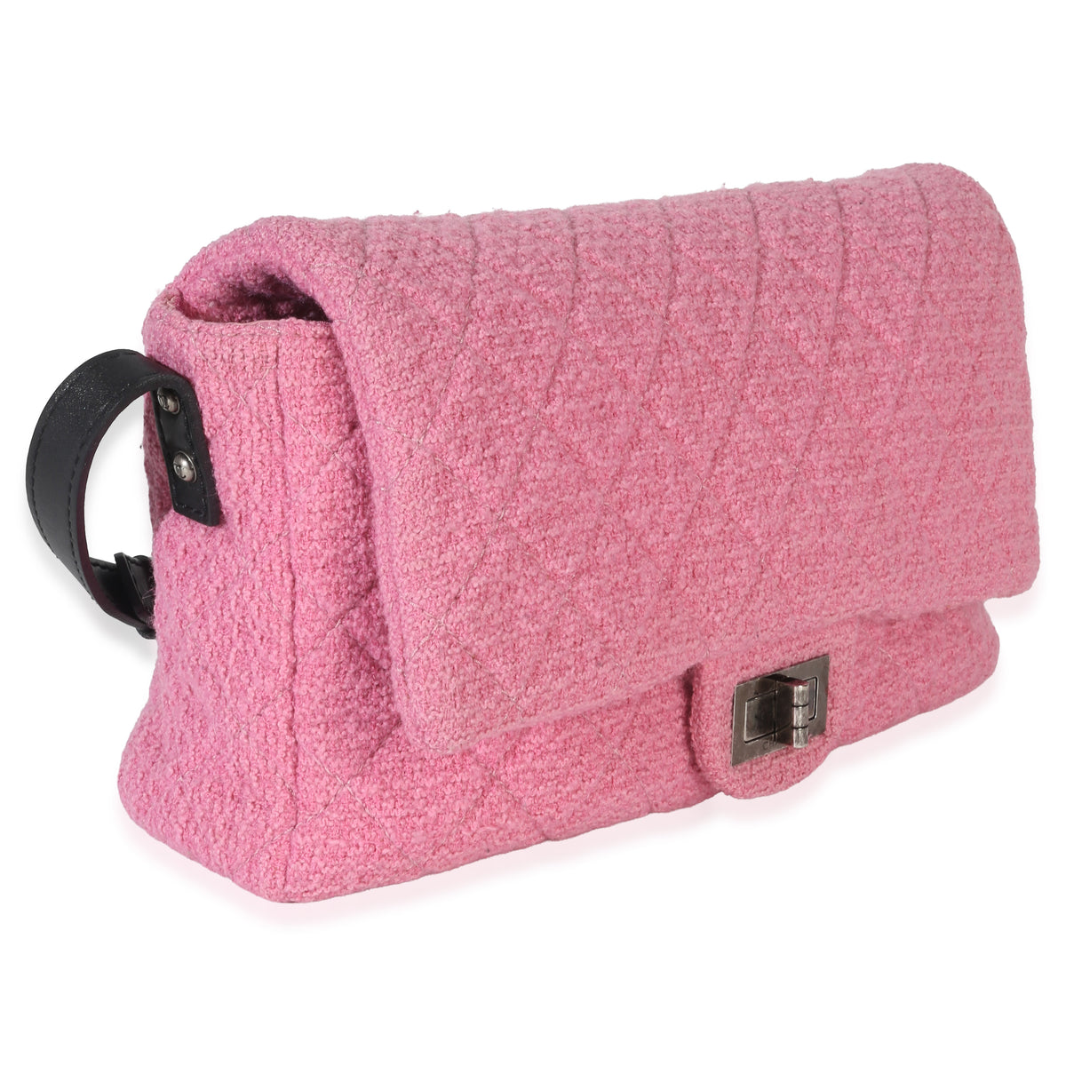 Chanel Pink Easy Tweed Jumbo Reissue Messenger Flap Handbag pv