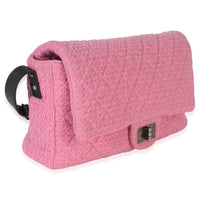 Chanel Pink Easy Tweed Jumbo Reissue Messenger Flap Handbag pv
