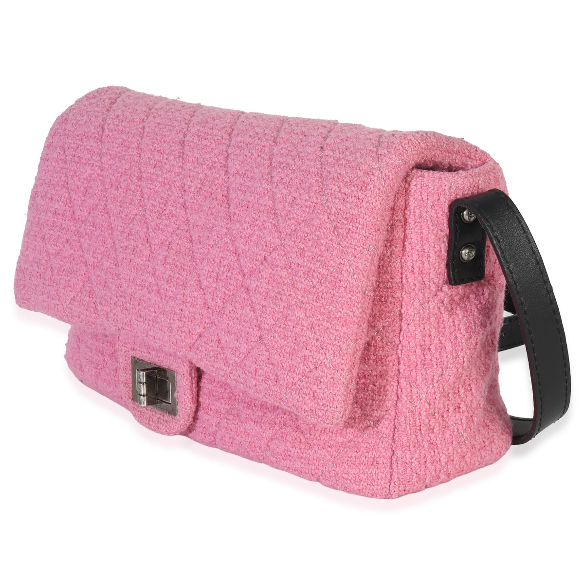 Chanel Pink Easy Tweed Jumbo Reissue Messenger Flap Handbag sv