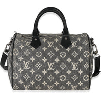 Louis Vuitton Black Monogram Denim Jacquard Speedy Bandouliere 25 Handbag fv