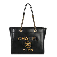 Chanel Black Aged Calfskin Large Charms Deauville Tote Handbag id