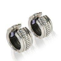 David Yurman Yellow Gold & Sterling Silver Iolite Cable Huggie Earrings pv