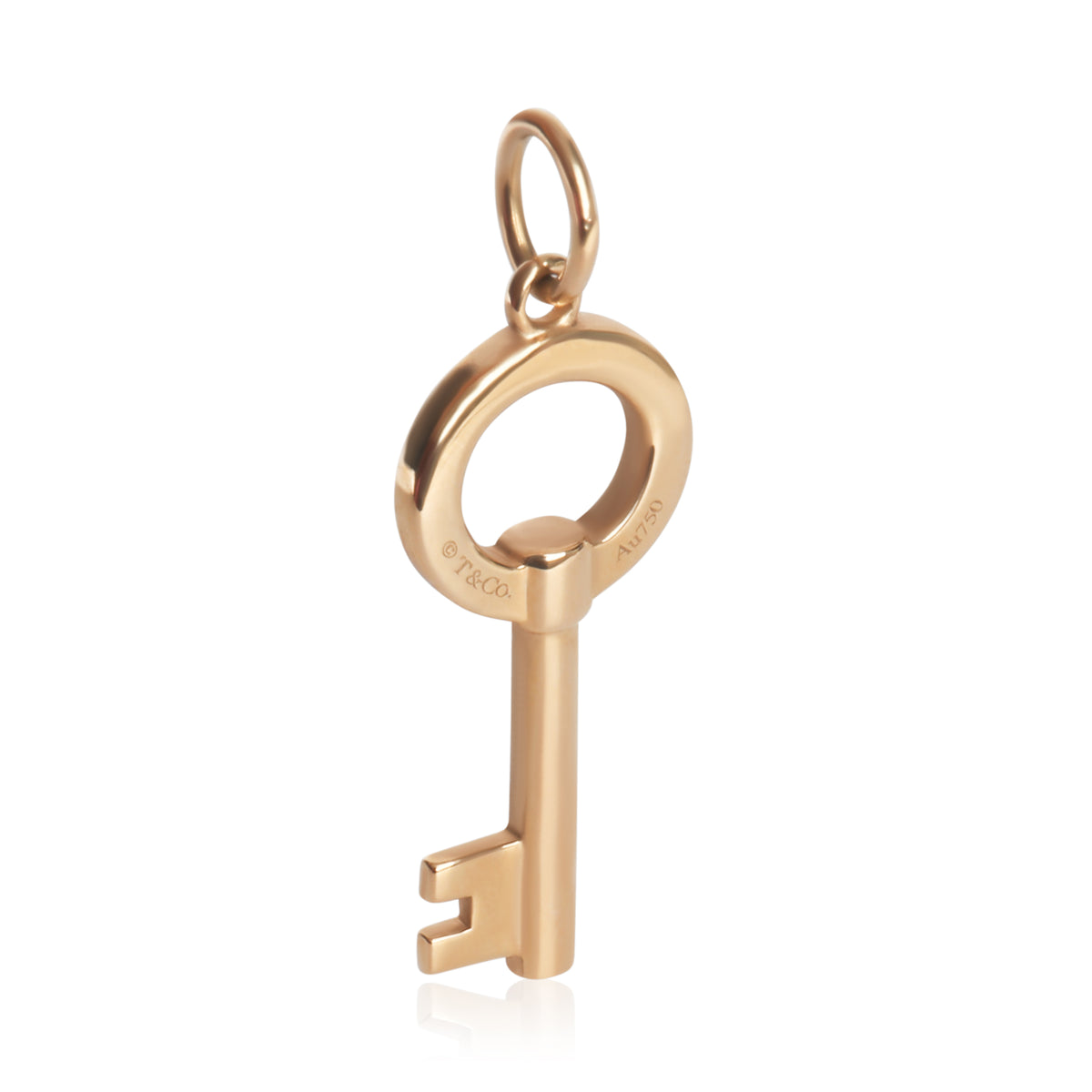 Tiffany & Co. Rose Gold Diamond Mini Modern Open Round Key Pendant sv