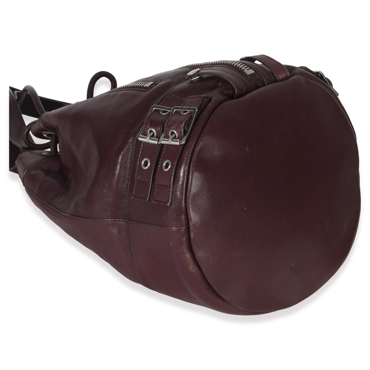 Saint Laurent Bordeaux Smooth Calfskin Medium Rider Bucket Bag Handbag clasp