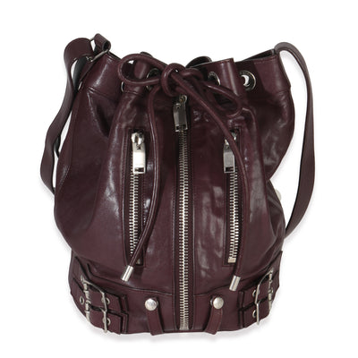 Saint Laurent Bordeaux Smooth Calfskin Medium Rider Bucket Bag Handbag fv