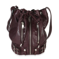 Saint Laurent Bordeaux Smooth Calfskin Medium Rider Bucket Bag Handbag fv