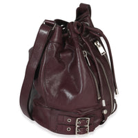 Saint Laurent Bordeaux Smooth Calfskin Medium Rider Bucket Bag Handbag pv