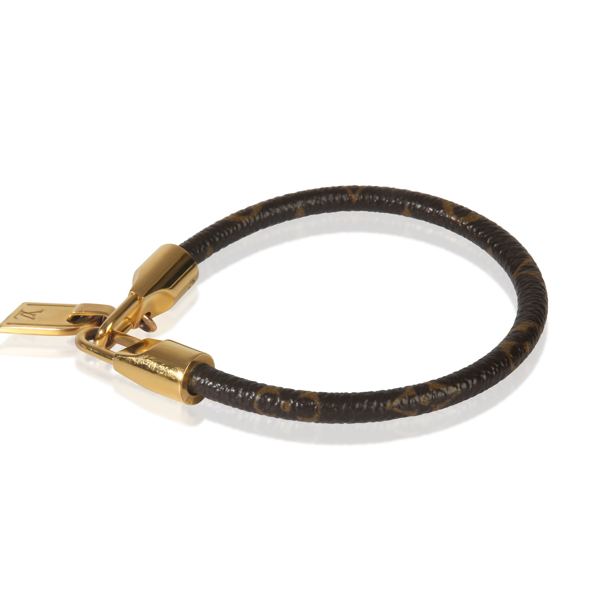 Louis Vuitton Gold Plated  Canvas Monogram Luck It Charm Bracelet sv