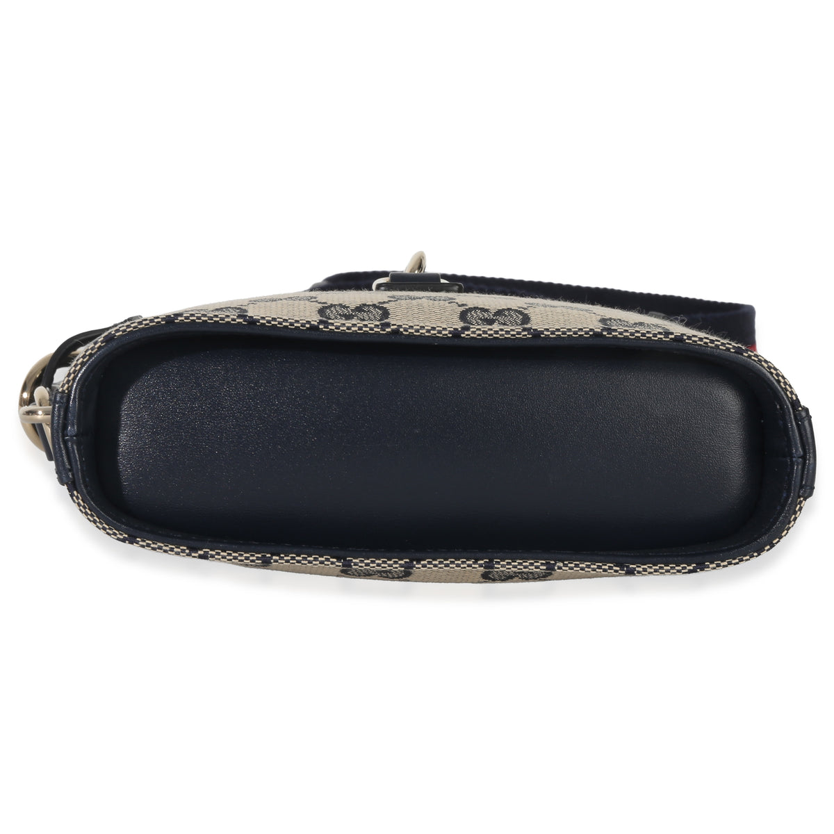Gucci Navy Beige GG Supreme Monogram Mini Bucket Bag Handbag stamp