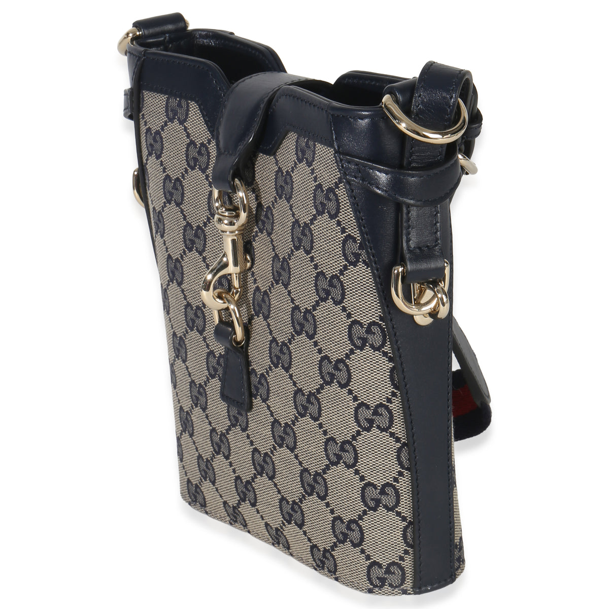 Gucci Navy Beige GG Supreme Monogram Mini Bucket Bag Handbag sv