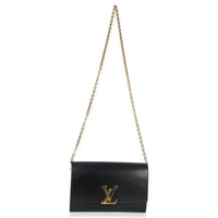 Louis Vuitton Black Calfskin Leather Chain Louise Clutch MM Handbag av