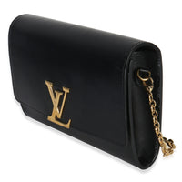 Louis Vuitton Black Calfskin Leather Chain Louise Clutch MM Handbag sv