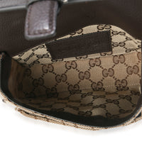 Gucci Beige Ebony GG Monogram Canvas Mini Buckle Crossbody Bag Handbag ad1