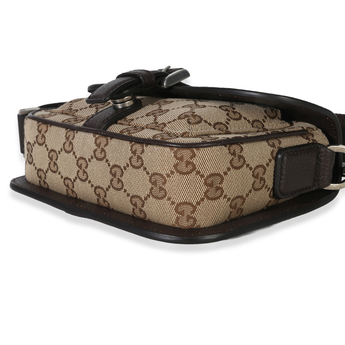 Gucci Beige Ebony GG Monogram Canvas Mini Buckle Crossbody Bag Handbag box