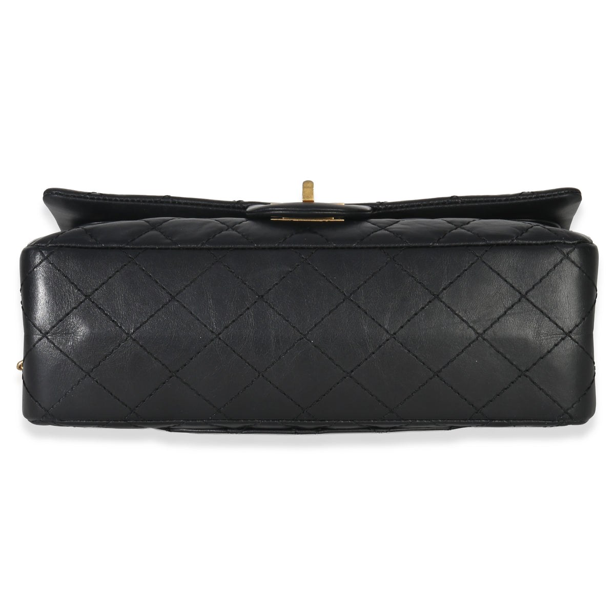 Chanel Black Quilted Aged Calfskin 2.55 Reissue 225 Flap Bag Handbag stamp