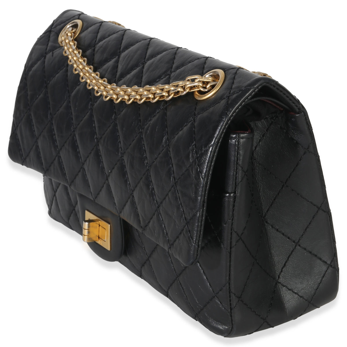 Chanel Black Quilted Aged Calfskin 2.55 Reissue 225 Flap Bag Handbag sv