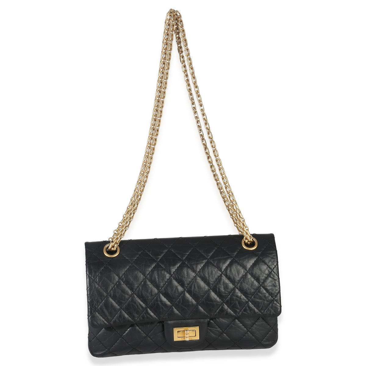 Chanel Black Quilted Aged Calfskin 2.55 Reissue 225 Flap Bag Handbag av