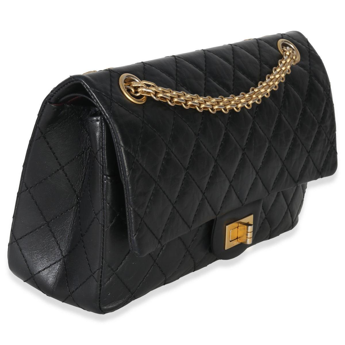 Chanel Black Quilted Aged Calfskin 2.55 Reissue 225 Flap Bag Handbag pv