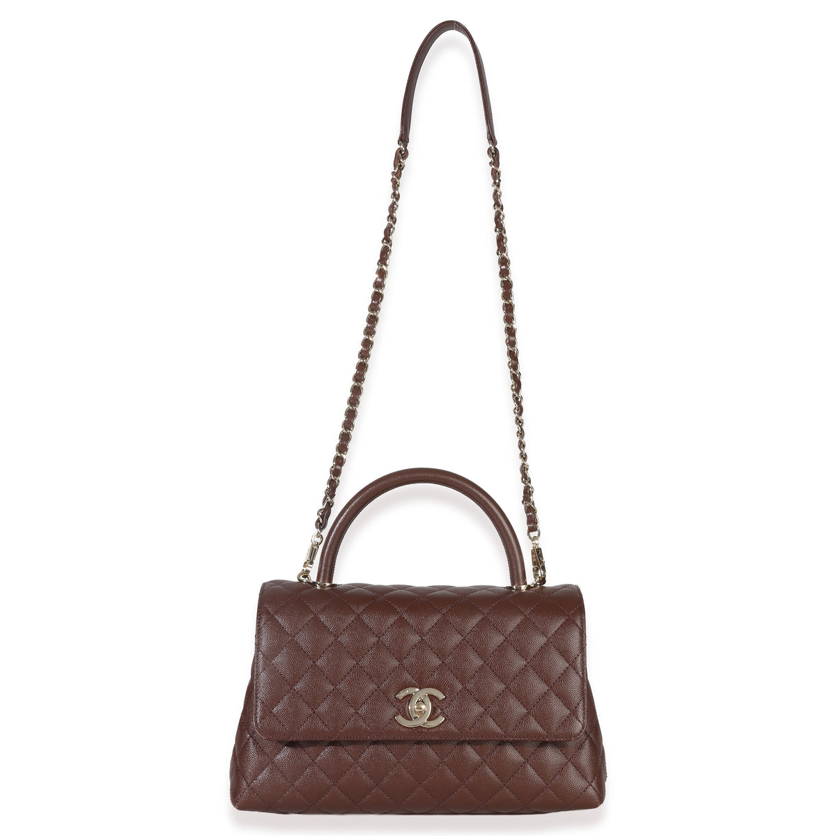 Chanel Marron Quilted Caviar Large Coco Top Handle Bag Handbag av