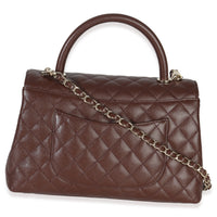 Chanel Marron Quilted Caviar Large Coco Top Handle Bag Handbag bv