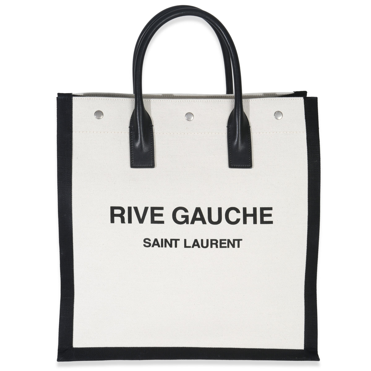 Saint Laurent Beige Linen North South Rive Gauche Tote Handbag fv