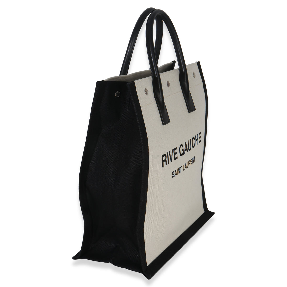 Saint Laurent Beige Linen North South Rive Gauche Tote Handbag pv