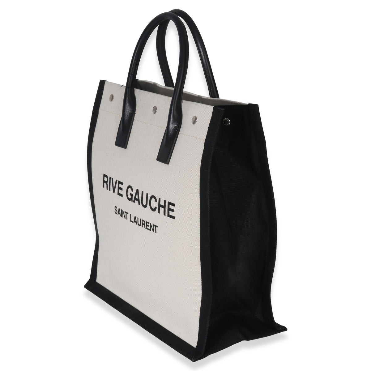 Saint Laurent Beige Linen North South Rive Gauche Tote Handbag sv