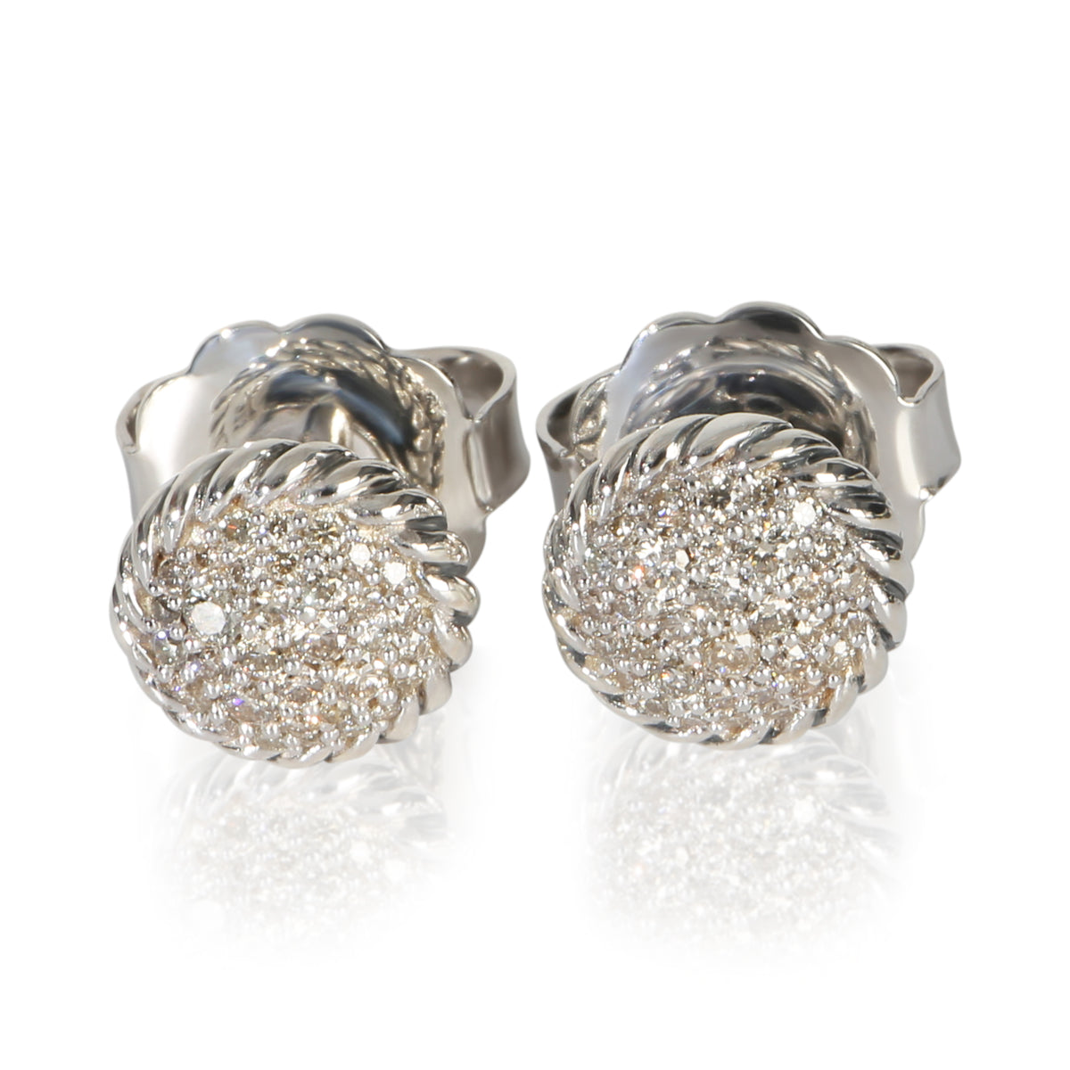 David Yurman Sterling Silver Diamond Chatelaine Earrings fv