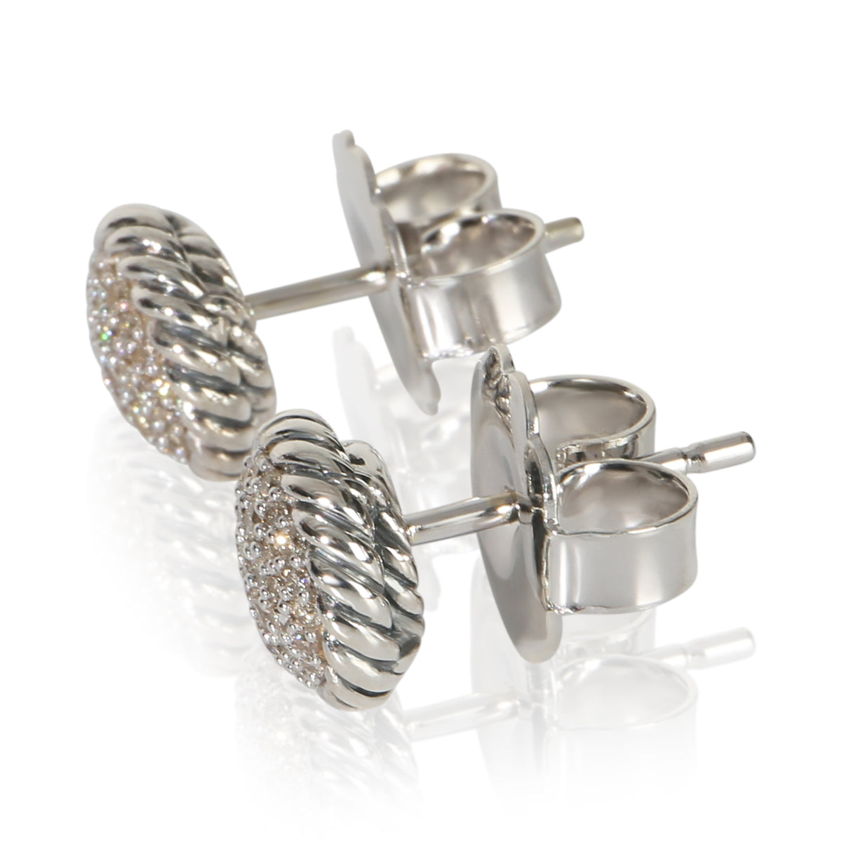 David Yurman Sterling Silver Diamond Chatelaine Earrings sv