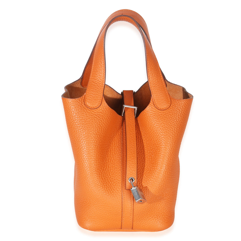 Hermès Orange H Clemence Picotin Lock 18 PHW Handbag fv