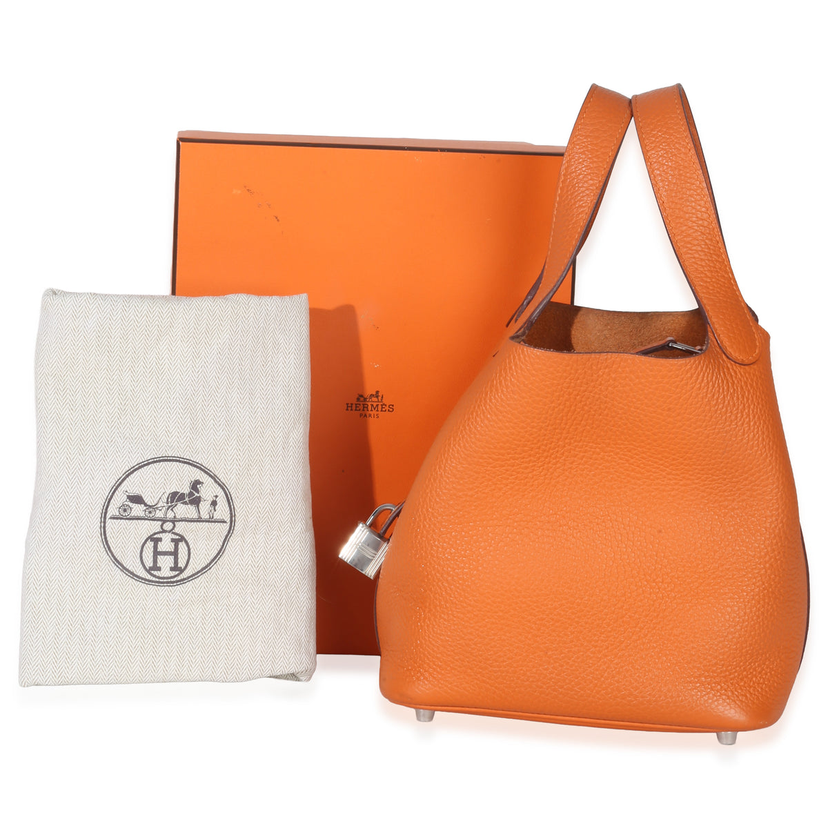 Hermès Orange H Clemence Picotin Lock 18 PHW Handbag av